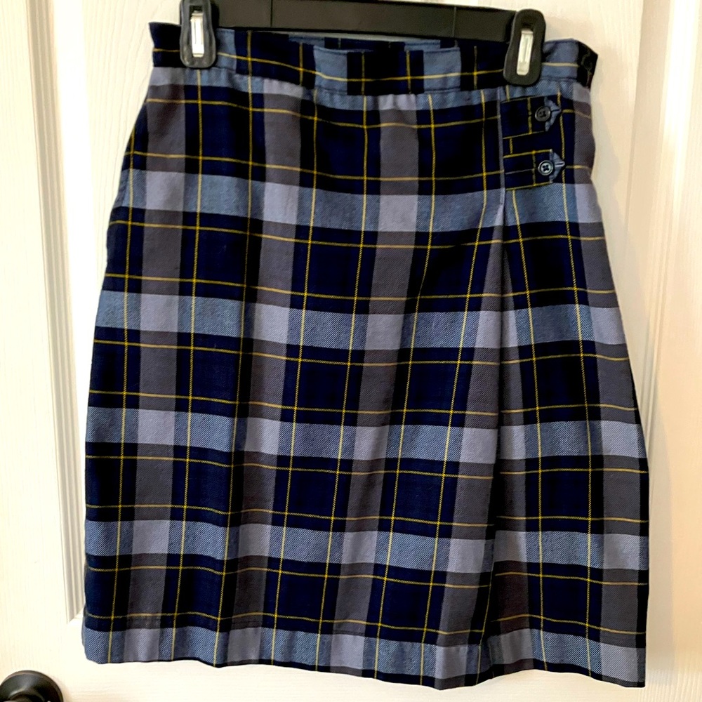 Lands' End Plaid Uniform A-line Skirt w Side Zip Juniors Sz 3